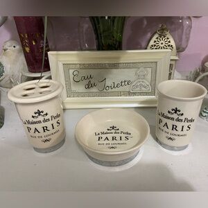Paris Bath Accessory Set - Cream